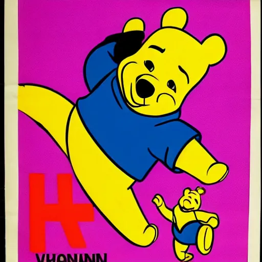 Prompt: 1979 vietnamese propaganda poster depicting Winnie the Pooh