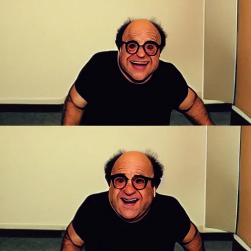 Prompt: pov encounter with danny devito in the backrooms, realistic, liminal space, unnerving