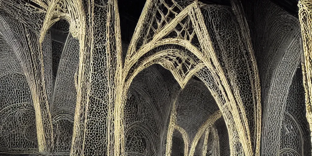 Image similar to knitting gold arch architecture by giger alien