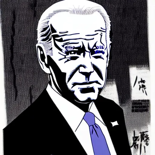 Image similar to Joe Biden looking sinister, by Tsutomu Nihei, highly detailed