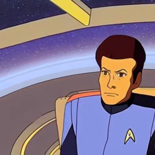 Image similar to movie still from star trek : deep space nine, chief of engineering o'brien, studio ghibli