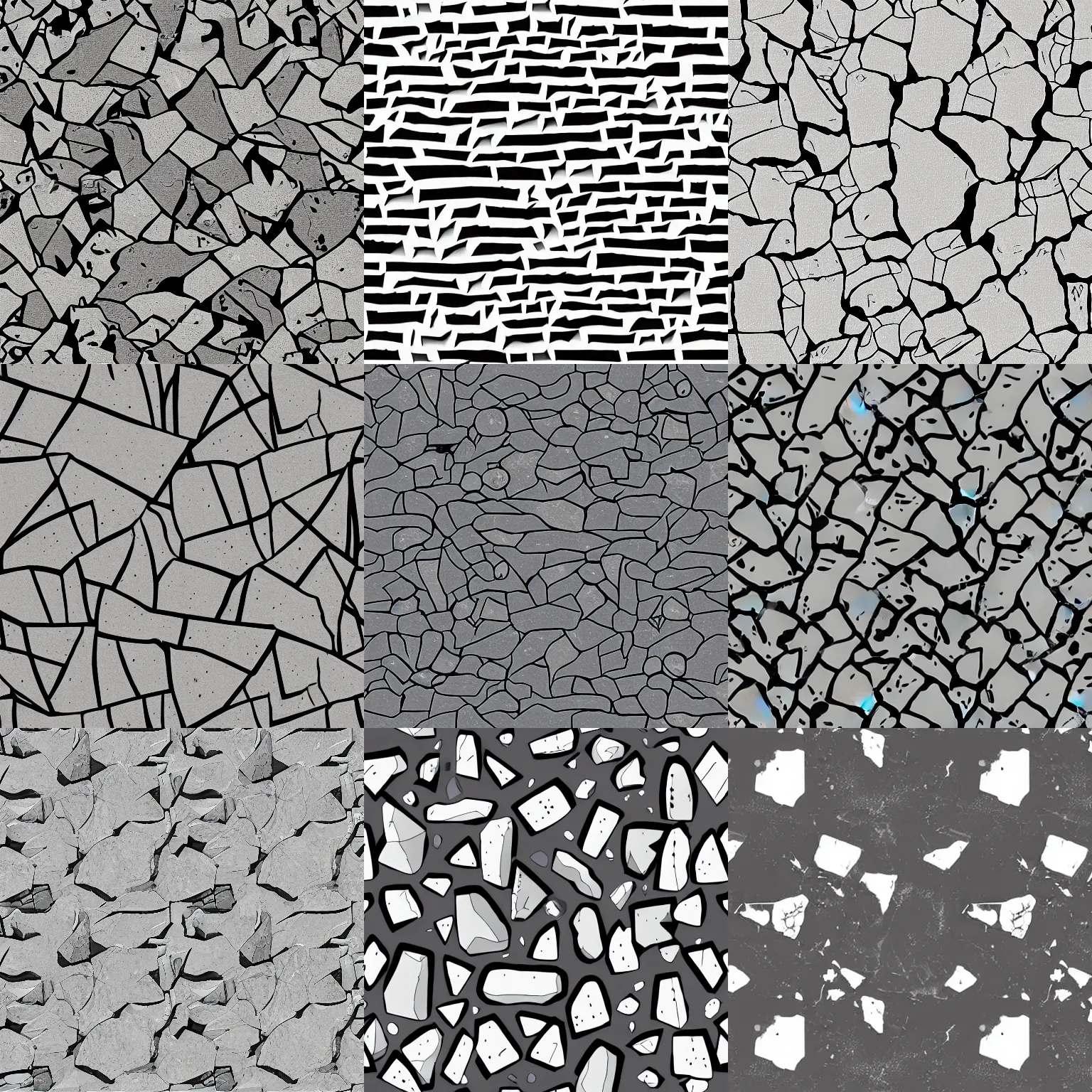 Prompt: cracked stone texture, 2 d, cartoon, anime style, anime key, hayao miyazaki, gray, pattern