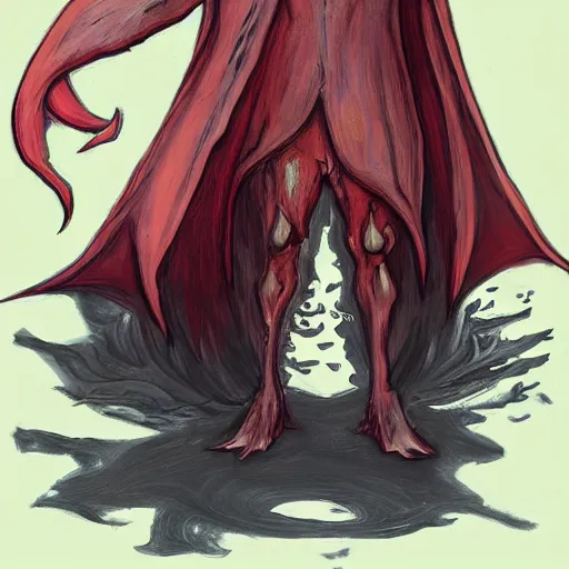 Image similar to concept art character with a vampire squid head and cape that is tall and thin that lives in an ocean setting in the apocalypse created by Dana terrace for a comic book with chromatic aberration and design influences from fret nice the video game