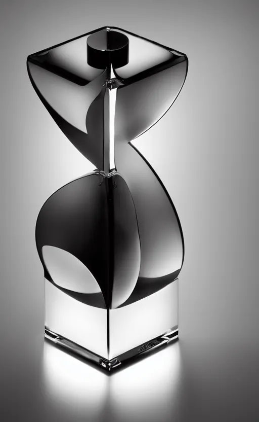 Image similar to a table lamp designed by armani in the shape of perfume, advertising photography