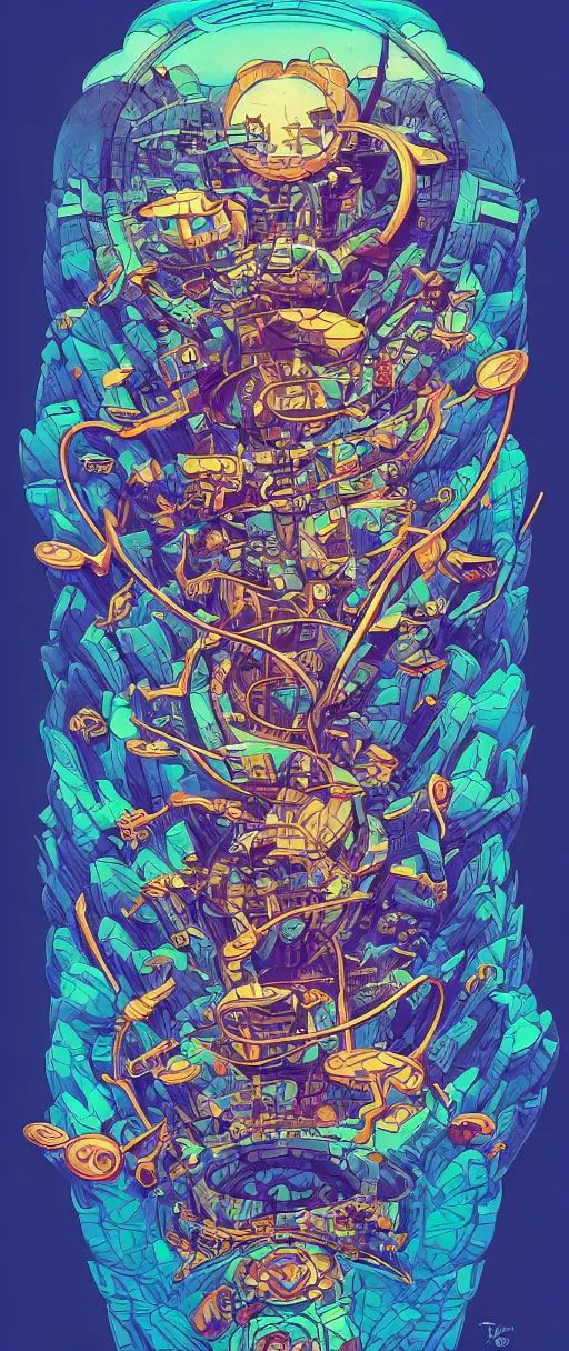 Prompt: egregious twisted turn of fate abstraction, centered award winning ink pen illustration, isometric abstract illustration by dan mumford, edited by craola, technical drawing by beeple and tooth wu, tiny details by artgerm and watercolor girl, symmetrically isometrically centered