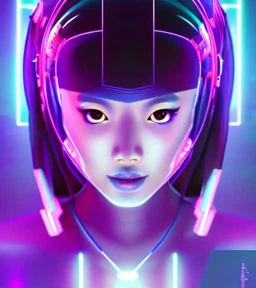 Image similar to symmetry!! asian princess of technology, solid cube of light, hard edges, product render retro - futuristic poster scifi, lasers and neon circuits, beautiful asian princess, intricate, elegant, highly detailed, digital painting, artstation, concept art, smooth, sharp focus, illustration, dreamlike, art by artgerm