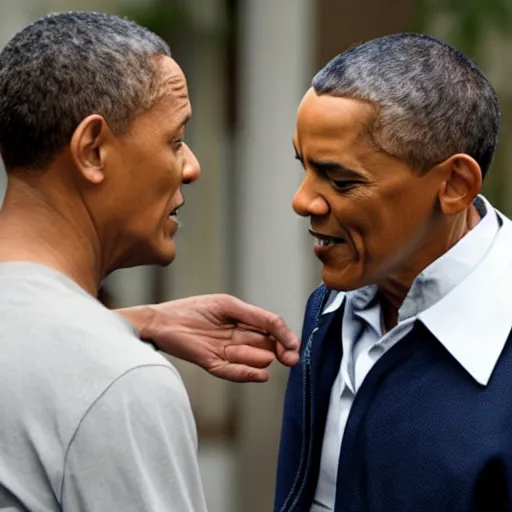 Image similar to still of will smith attacking obama with a flip flop