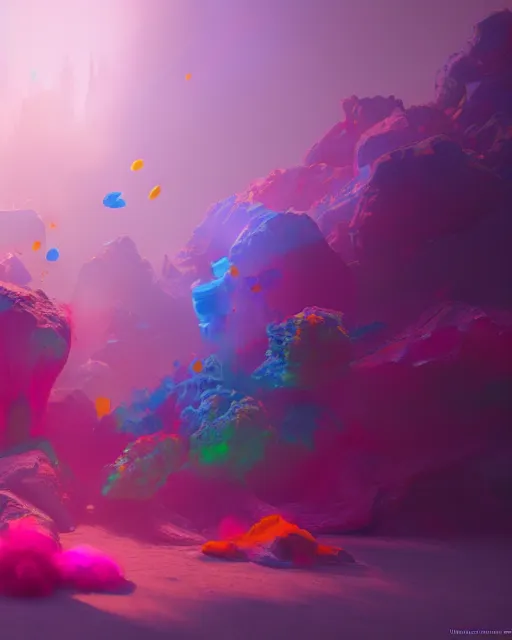 Prompt: color pigments spread out in air, dream, concept art, unreal 5, trending on artstation