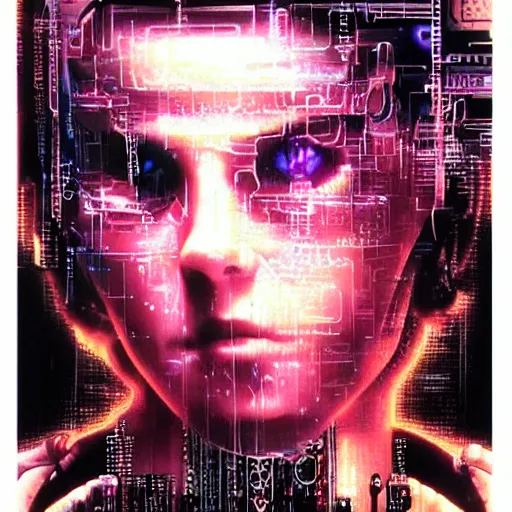 Image similar to Molly from the novel Neuromancer, eye implants, portrait shot, cyberpunk, movie still, poster art by Drew Struzan