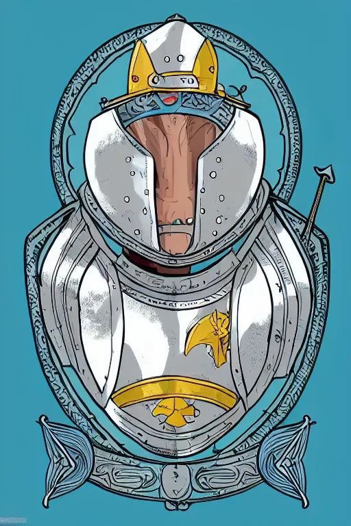 Prompt: Portrait of a dolphin in a medieval armor, knight, medieval, colorful, illustration, highly detailed, simple, smooth and clean vector curves, no jagged lines, vector art, smooth