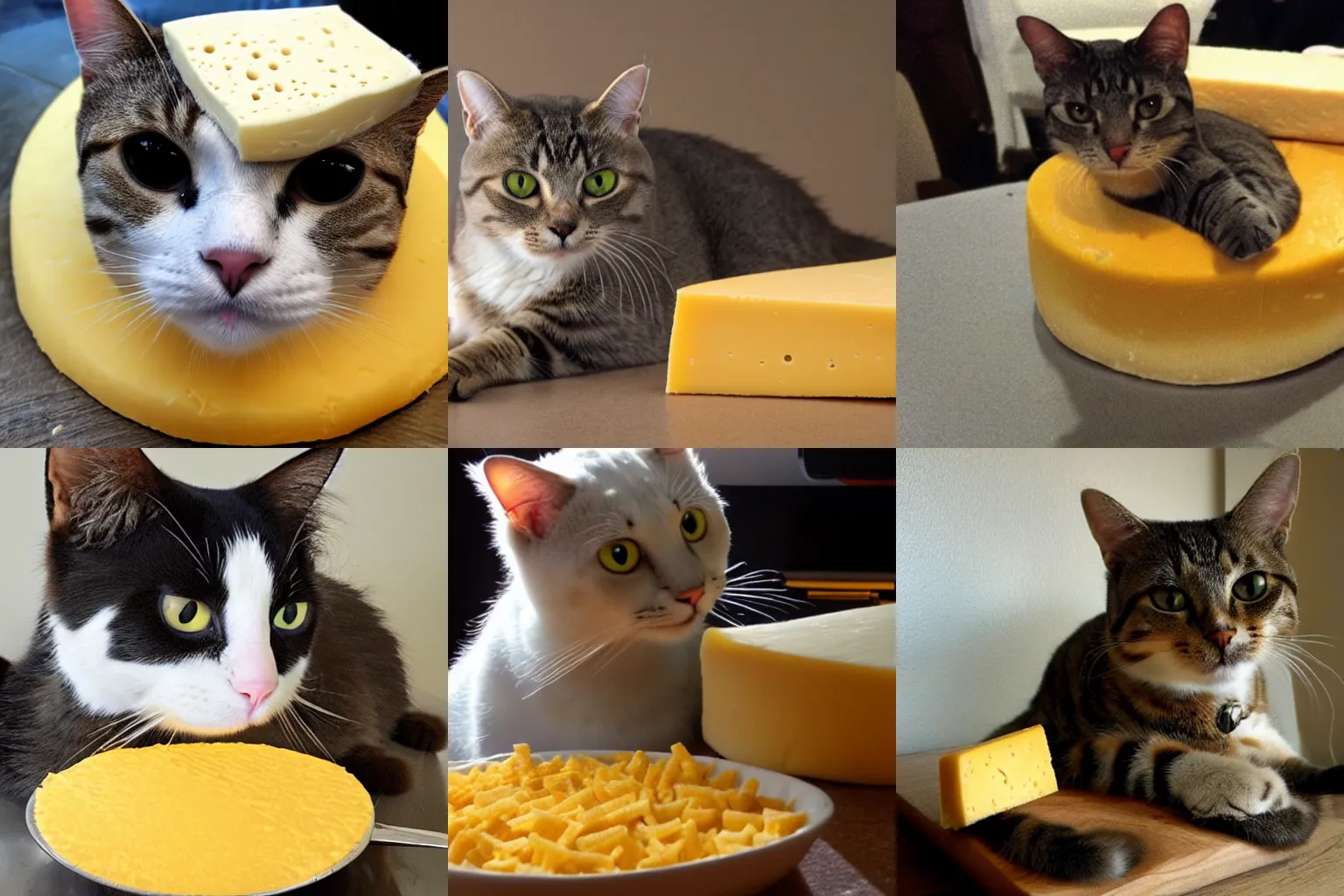 Prompt: a cat made of cheese