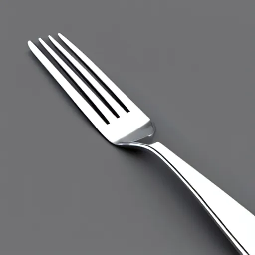 Prompt: a 3d object of a large fork, realistic, on its own, no background