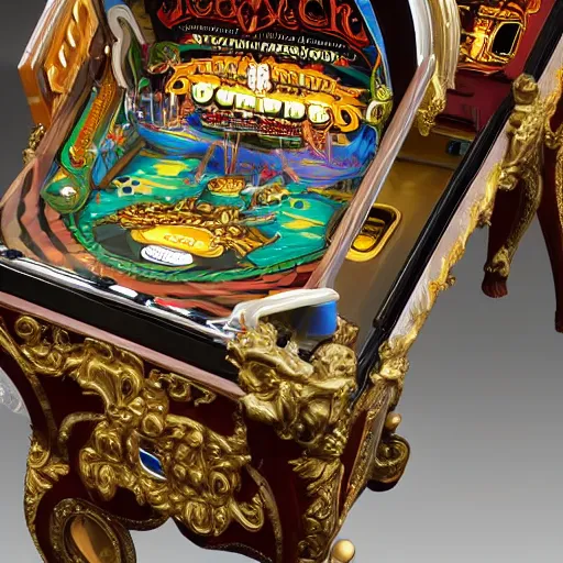 Image similar to rococo-style pinball machine