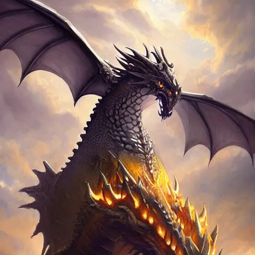 Prompt: giant dragon flying in the sky, giant dragon wings, giant dragon wings, dragon head, dragon head, dragon head, dragon fangs, dragon fangs, dragon claws, dragon legs, dragon claws, dragon legs, dragon, epic fantasy style art, galaxy theme, by Greg Rutkowski, hearthstone style art, 00% artistic