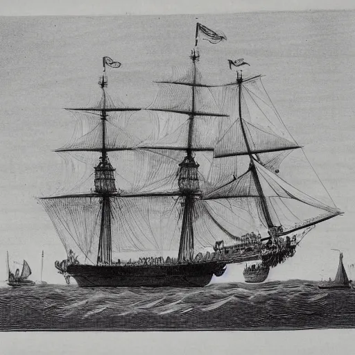 Image similar to drawing of a ship, 1 9 th century