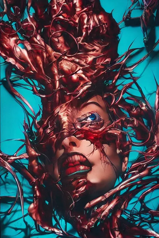 Image similar to a dream divided by zero : : hyperreal surrealism hypermaximal symbolism, paranoid critical method, glitchcore : : by artgerm, nychos, yoji shinkawa, todd mcfarlane — c 1 5