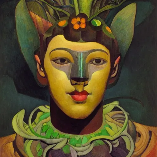 Image similar to head of a beautiful boy wearing a mask made of flowers, by diego rivera and john watkiss and annie swynnerton, art deco shaman, stylized flowers, art brut, symbolist, dramatic cinematic lighting, god rays, iridescent beetles, clean crisp graphics, smooth sharp focus, extremely detailed