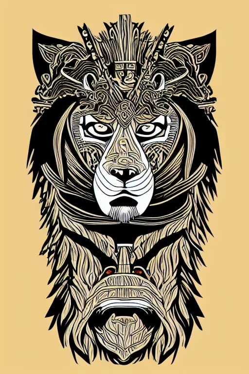 Image similar to Portrait of a lion as a samurai, samurai, japan, anime, sticker, colorful, illustration, highly detailed, simple, smooth and clean vector curves, no jagged lines, vector art, smooth