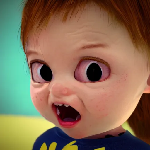 Image similar to an angry toddler, photorealistic, highly detailed, soft lighting, cinematic