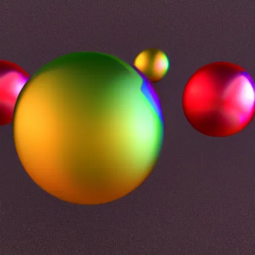 Prompt: chrome spheres on a red cube, rendered in eevee