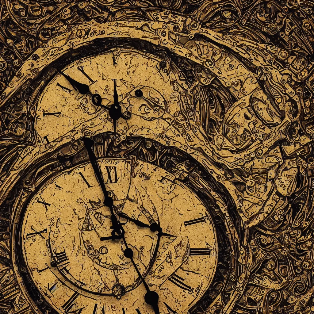 Prompt: clock, time , high quality, high details, 🌌, high detail photo, digital art,