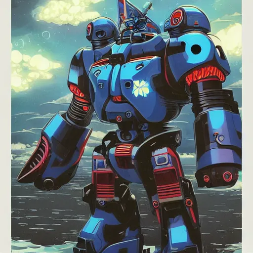 Image similar to gouf submarine combat mecha custom mobile suit, futuristic power armor by tristan eaton, victo ngai, artgerm, rhads, ross draws. metal shaded, beautifully detailed