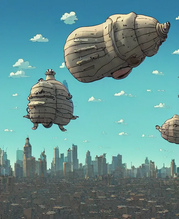 Prompt: simplicity, city skyline made from obese sea slugs, in the style of a puffy spaceship, skeletons, partly cloudy, spooky, dramatic lighting, by geof darrow, bill sienkiewicz, dan mumford, yusuke murata, makoto shinkai, ross tran, cinematic, unreal engine, cel shaded, featured on artstation, pixiv