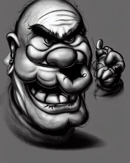 Prompt: wario concept art by hr giger