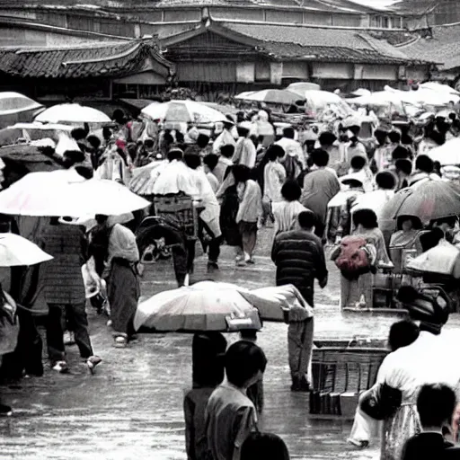 Image similar to A busy wet market in Hangzhou in the 1990s