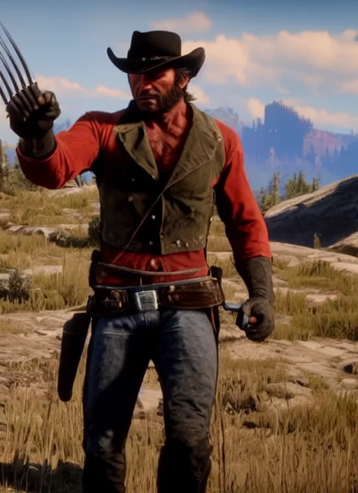 Image similar to film still of wolverine in red dead redemption 2 ( 2 0 1 8 video game )