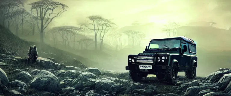 Prompt: Land Rover Defender 110 (1985), an epic fantasy, dramatic lighting, cinematic, establishing shot, extremely high detail, photorealistic, cinematic lighting, artstation, by simon stalenhag, The Elder Scrolls V: Skyrim, The Reach, Markarth, Karthwasten