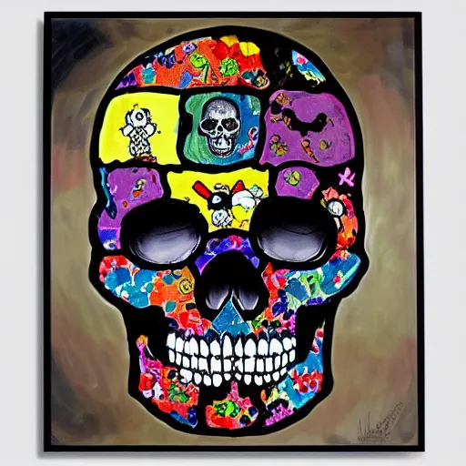 portrait painting goofy skull skeleton, hello kitty, | Stable Diffusion ...