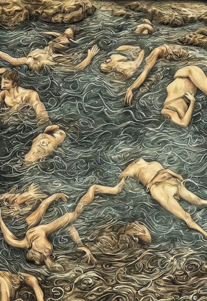 Image similar to highly detailed surrealist art about drowning slowly