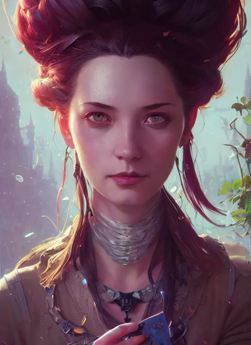 Image similar to Highly detailed portrait of Jinx from Arcane, Stephen Bliss, unreal engine, fantasy art by Greg Rutkowski, Loish, Rhads, ferdinand knab, Makoto Shinkai and Lois van baarle, ilya kuvshinov, rossdraws, Tom Bagshaw, alphonse mucha, global illumination, radiant light, detailed and intricate environment