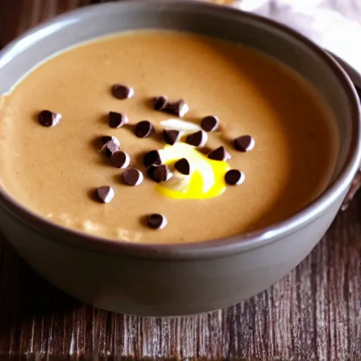 Prompt: chocolate chip cheeseburger soup