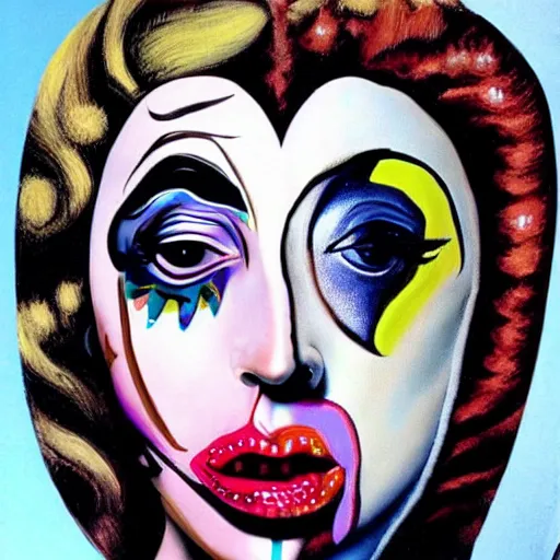 Image similar to lady gaga painted by salvador dali