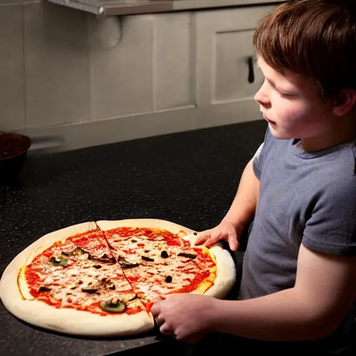 Prompt: A still of a young Mark Hammill making a pizza, 4k, photograph, ultra realistic, highly detailed, professional lighting
