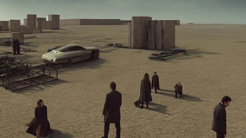 Image similar to the Corbin Project, film still from the movie directed by Denis Villeneuve with art direction by Salvador Dalí, wide lens