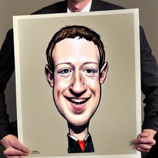 Prompt: a caricature portrait of Mark Zuckerberg drawn by Mort Drucker- Mad Magazine