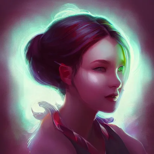 Image similar to pretty girl portrait profile picture, dramatic lighting, digital painting, arcane magic digital painting bioluminance, by rossdraws