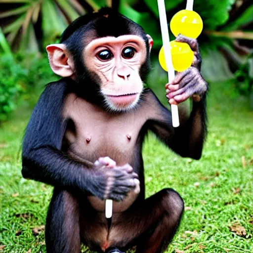 Prompt: a monkey with lolipop