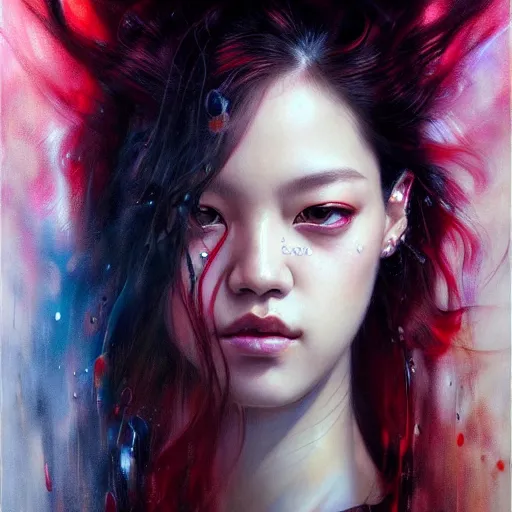 Prompt: blackpink, hyperrealistic portrait, by karol bak and agnes cecile, fantasy art, photo realistic, dynamic lighting, artstation, poster, volumetric lighting, very detailed face, intricate complexity, rule of thirds, 8 k, award winning