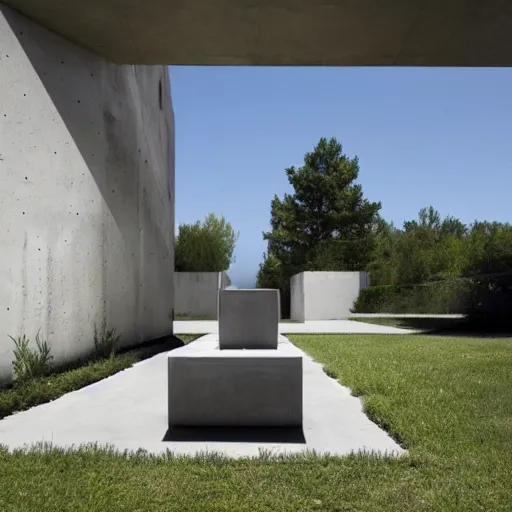 Prompt: Steven holl architect and gio ponti design a modern backyard water fountain, concrete and black steel