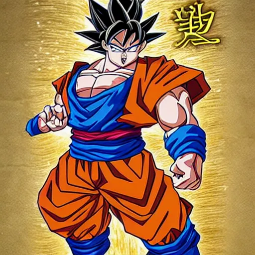 Prompt: goku as a knights of the zodiac, golden armour, intricate ornaments, detailed, anime, myazaki