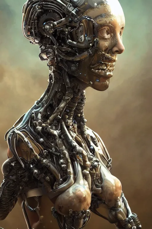 Image similar to a girl in a closed helmet in a biopunk costume consisting of swollen muscles, tendons, bones joints, protruding pistons. masterpiece 4k digital illustration by Scott M. Fischer, award winning, Artstation, Akira aesthetic, black background, intricate details, realistic, Hyperdetailed, 8k resolution