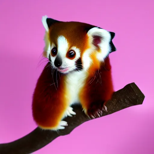 Prompt: cute cross between red panda and sugar glider, studio lighting, award winning
