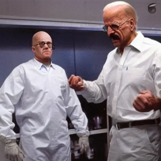 Prompt: Joe biden and Walter White in Los Pollos Hermanos