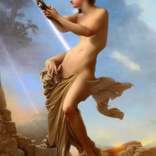 Image similar to goddess of lasers by Guillaume Seignac