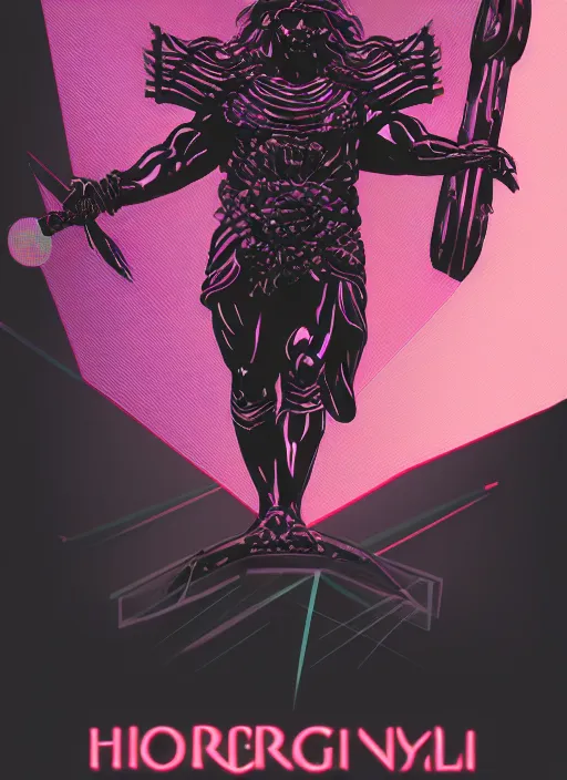 Image similar to elegant dark design poster showing a heroic statue of achilles, black background with very subtle red and purple design elements, bold, powerful, nekro, vito acconci, thin straight purple lines, dark, glitch art, neo vaporwave, gritty, layout frame, square, trending on artstation