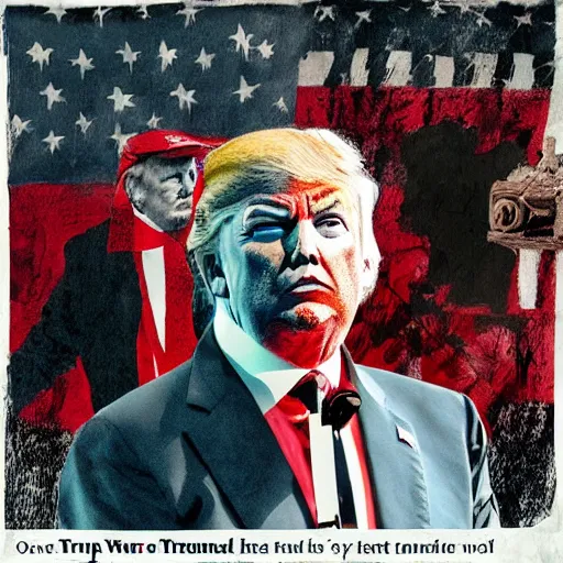 Image similar to trump as a warlord, painting, surreal, bloody